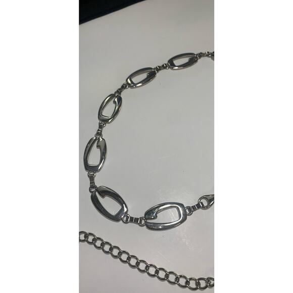 Silver Tone Chain Link Belt With Decorative Links Fits 19 To 35 Inches - Picture 2 of 4